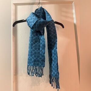 Coach Elegant Blue Patterned Women's Scarf